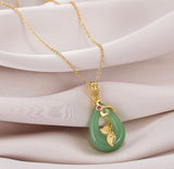 Lucky Jade Necklace (white & green)